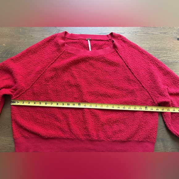 Free People Found My Friend Balloon Sleeve Sweater In Vibrant Red Hue Size M - Picture 12 of 16
